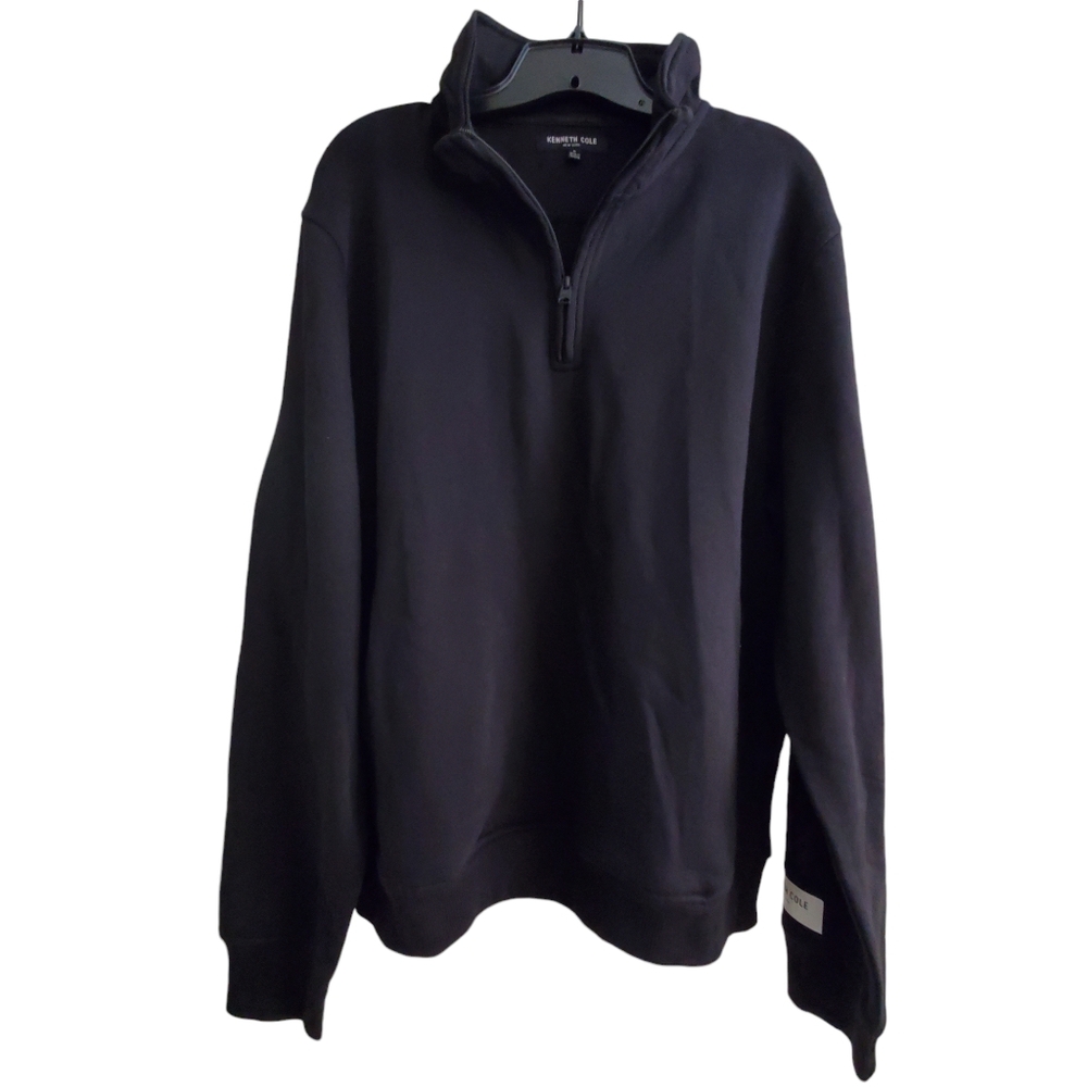 Men's Organic Cotton Fleece Lightweight 1/4 Zip Longsleeve Funnel Neck Sweat L